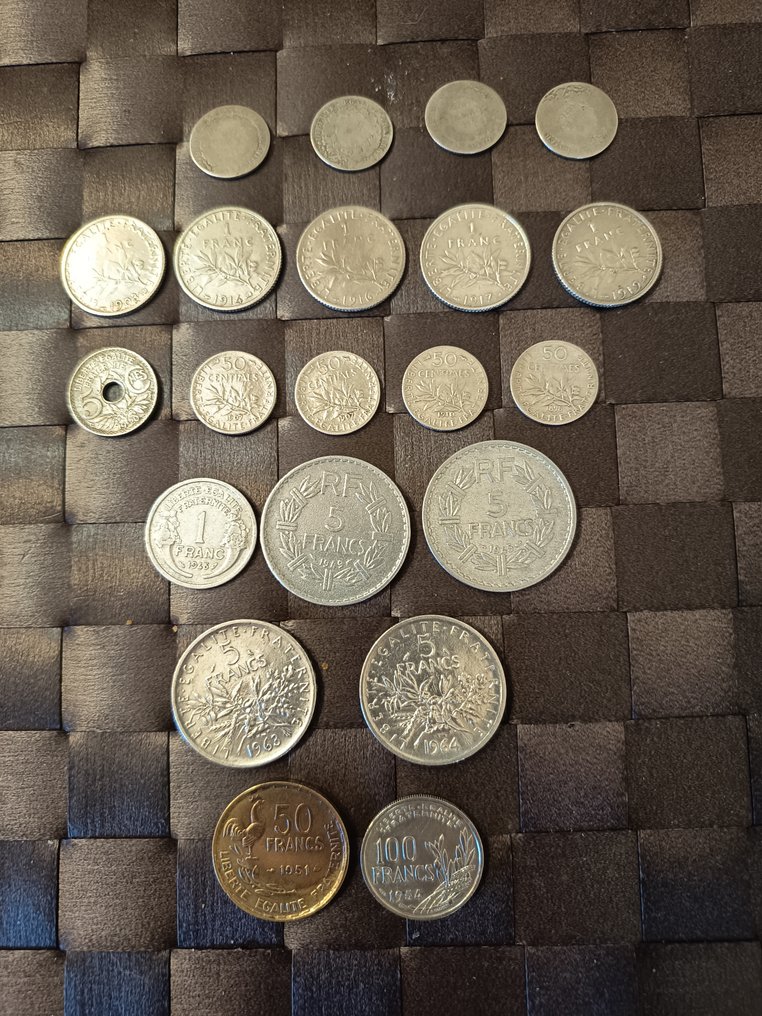 Frankrig. Lot de 21 monnaies, dont 15 en argent (Ingen mindstepris) #1.0