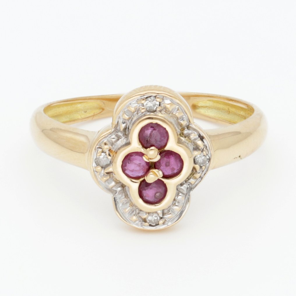Anillo - 18 quilates Oro amarillo Rubí - Diamante #1.0
