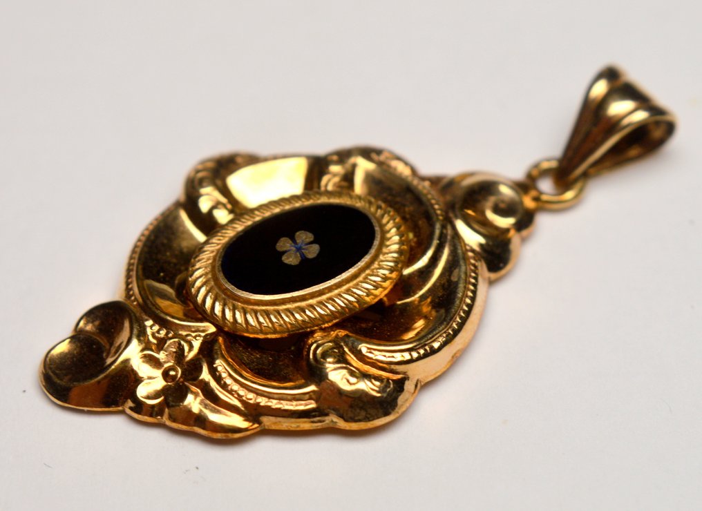 Senza prezzo di riserva - Ciondolo Oro 18 kt rivestito, argento Onice #2.1