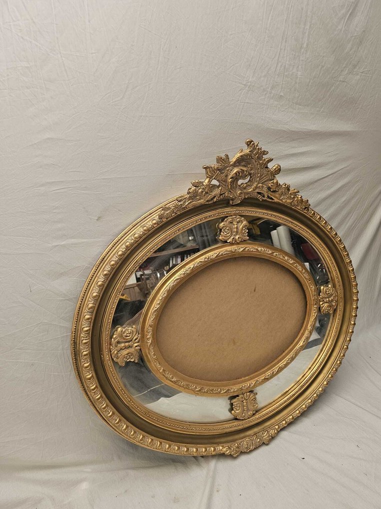 Moldura- Antiga moldura francesa oval dourada (Napoleon III) - Madeira #1.0