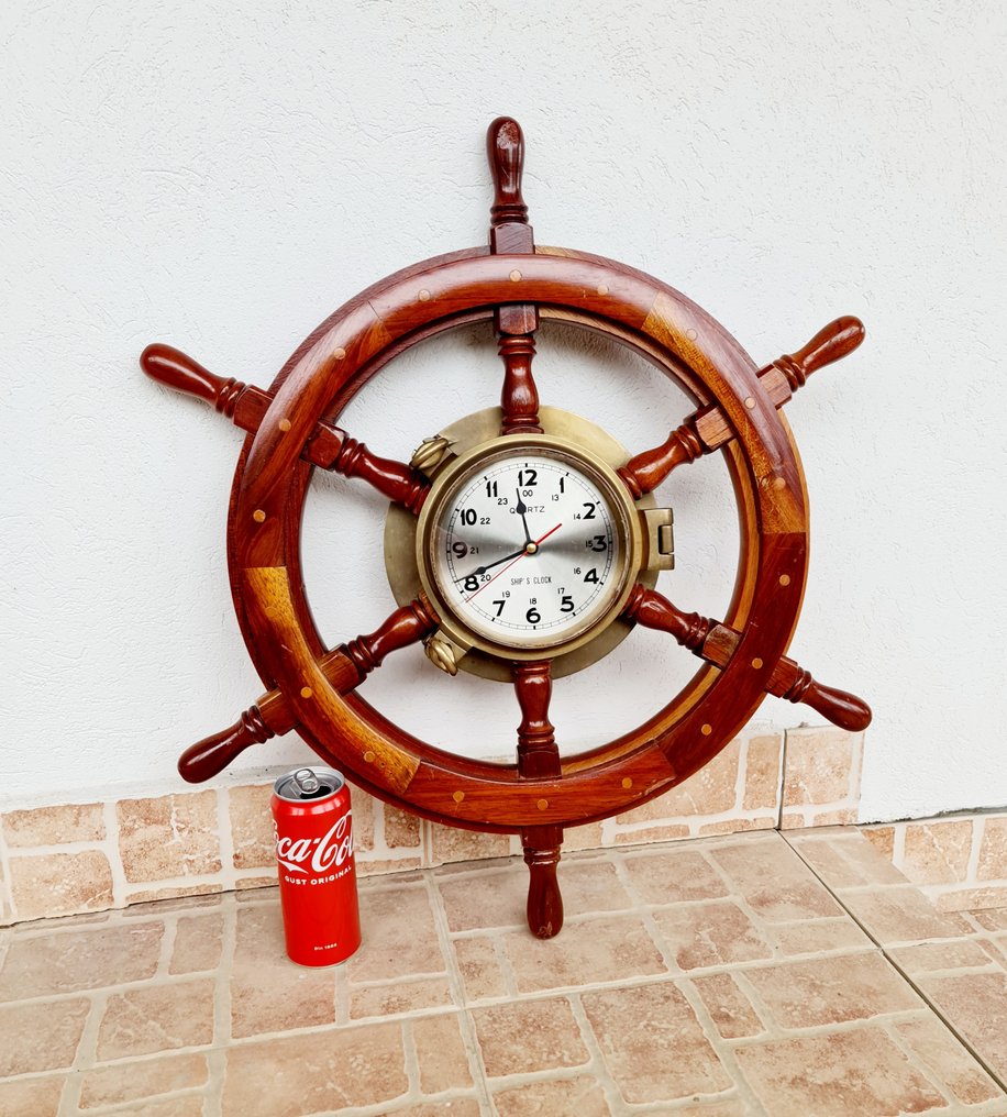 Ship/boat wheel - Trä, Mässing - 62 cm ship wheel clock #2.1