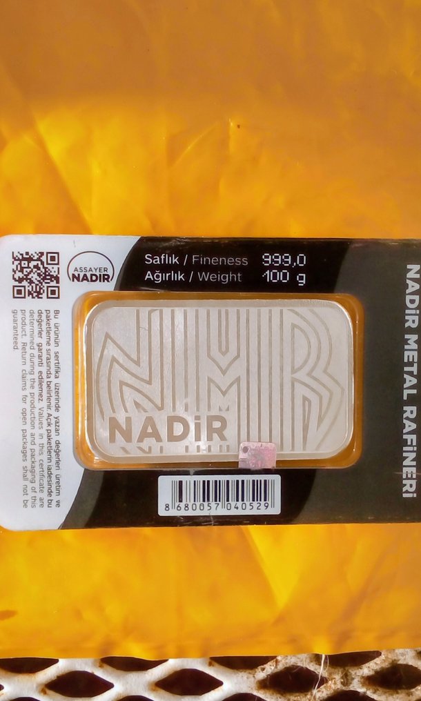 100 grams - Silver .999 - Nadir Metal Rafineri, Turkije #1.0