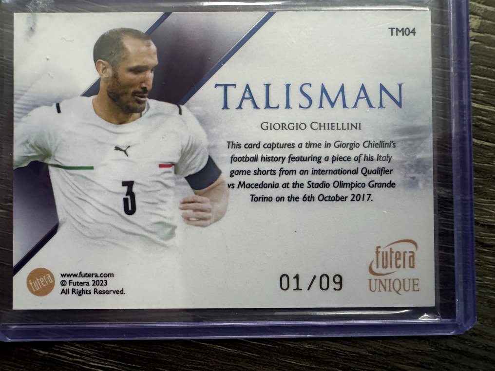 2017/18 Futera Giorgio Chiellini /09 Match Worn Patch - 1 Card - Glimrende (EX) #1.0