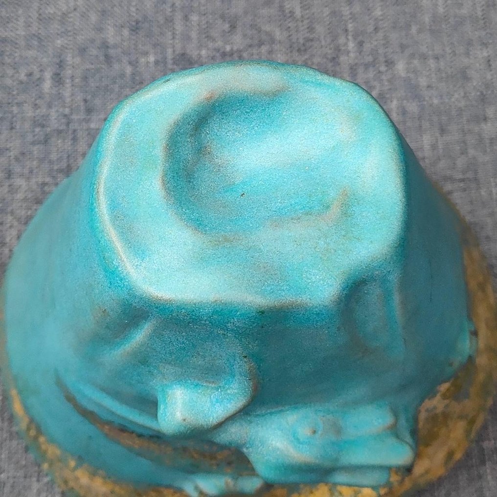 Ιαπωνικό κεραμικό αντικείμενο με γαλάζιο τουρκόζιο γλάσο, διακοσμημένο με χρυσές λεπτομέρειες και - Πήλινα - Ιαπωνία - 20th century #4.3