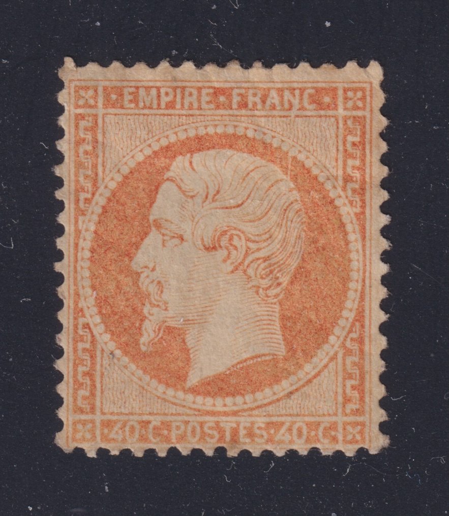 Frankrike 1862 - Empire dentelé, nr. 23, 40c oransje, ny med spor av hengsel, signert og sertifisert av Calves. - Yvert #1.0