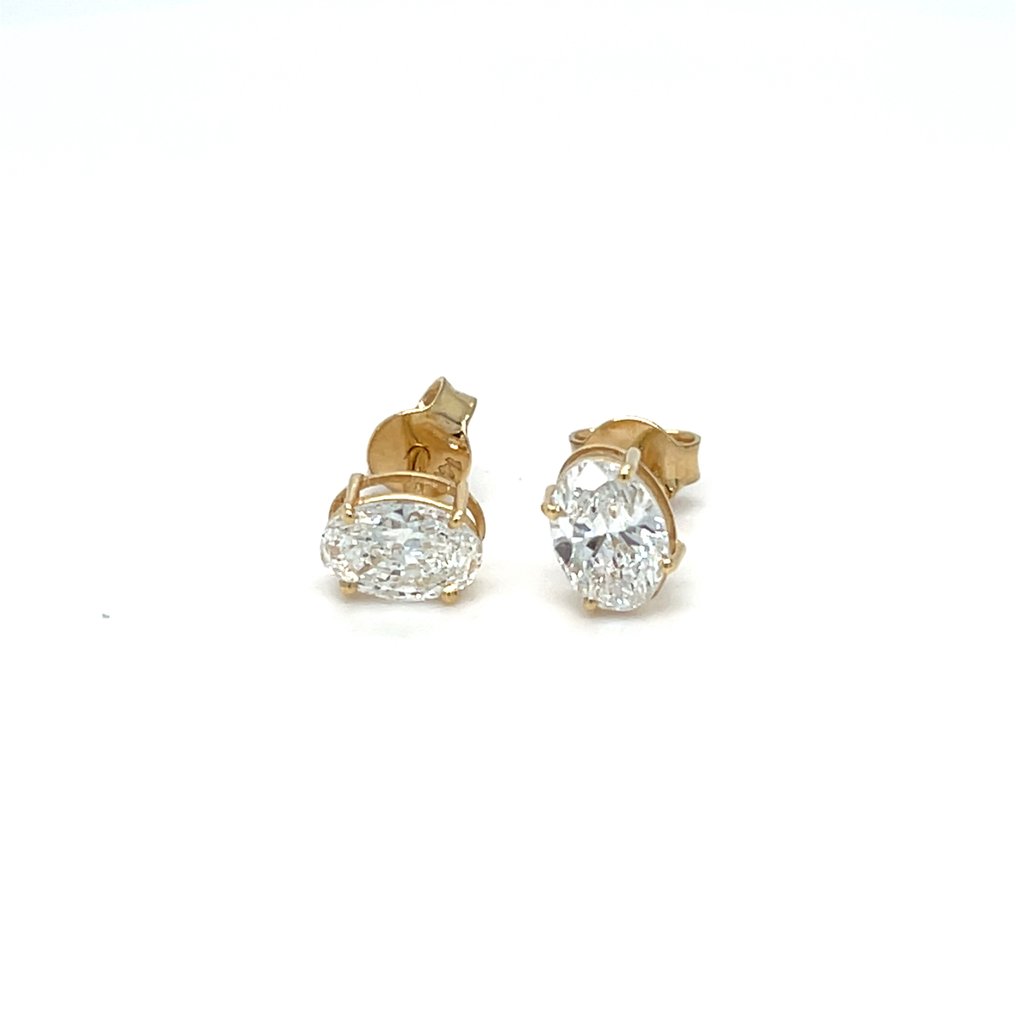 χωρίς τιμή ασφαλείας - Σκουλαρίκια - 14 καράτια Κίτρινο χρυσό - 1.06ct. tw. Διαμάντι (Εργαστηριακής καλλιέργειας) #1.0