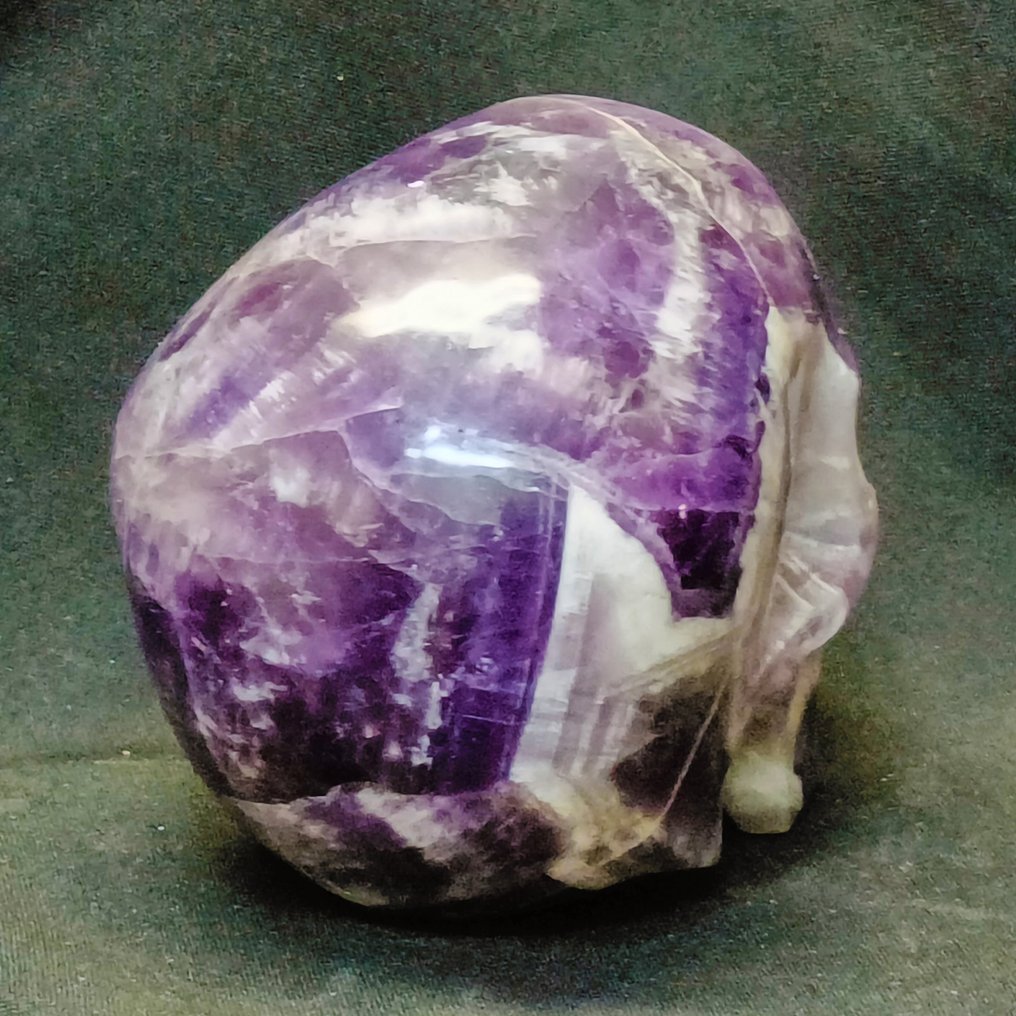 Εξαιρετικό ανθρώπινο κρανίο, χειροποίητο σε κρύσταλλο αμέθυστου. - Ύψος: 128 mm - Πλάτος: 95 mm- 1387 g #4.3