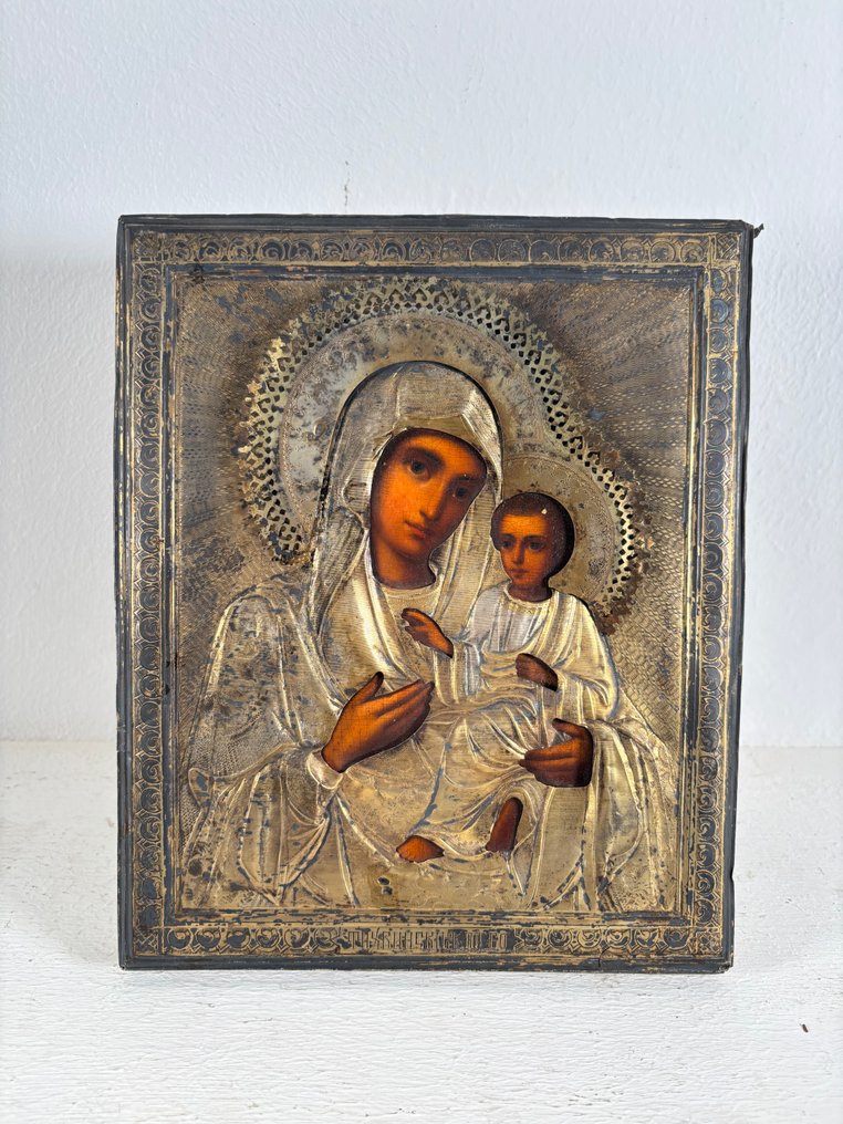 Icono - Madre de Dios de Tikhvin - madera, plata #1.0