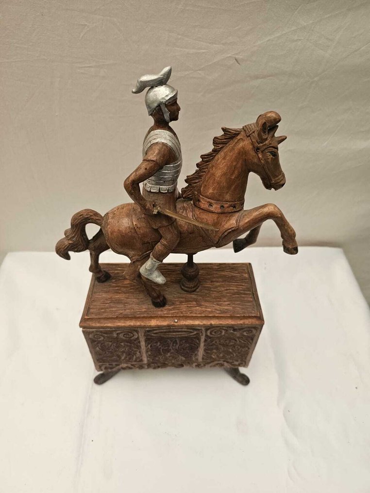 Statua, Ruiter te Paard - 32 cm - Legno #3.2