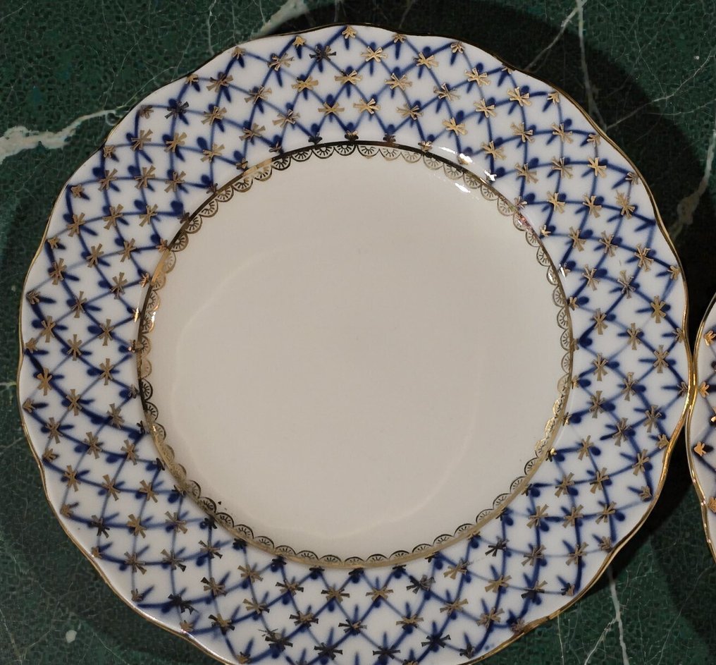 Lomonosov Imperial Porcelain Factory - Πιάτο σάντουιτς (6) - Πορσελάνη - Δίκτυο Κοβάλτιου #3.2