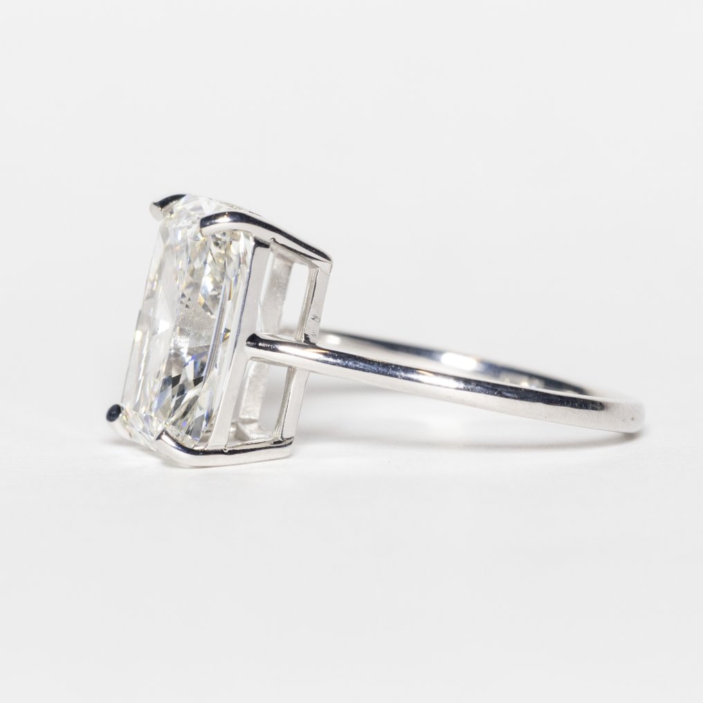 沒有保留價 - 訂婚戒指 - 14 克拉 白金 - 5.05ct. tw. 鉆石 (實驗室培育) - F VS1 2EX #3.2
