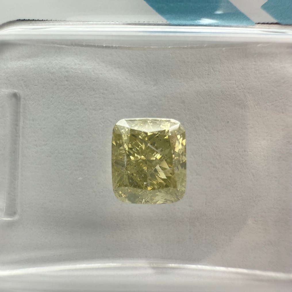没有保留价 - 1 pcs 钻石  (天然色彩的)  - 1.07 ct - 枕形 - Fancy 黄色 - I1 内含一级 - 国际宝石研究院（IGI） #3.2