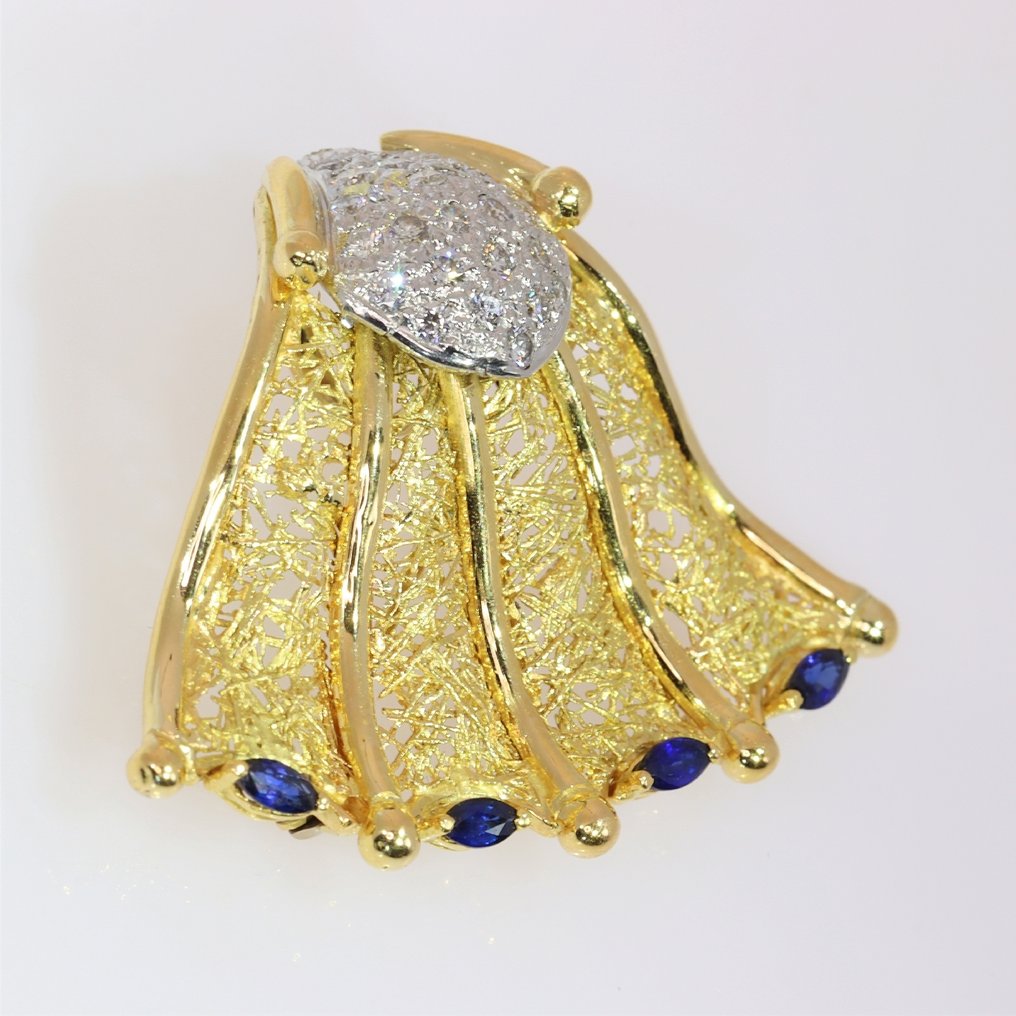 Vedhæng - 18 kraat Gulguld - Diamant - Sapphire, Vintage #2.1