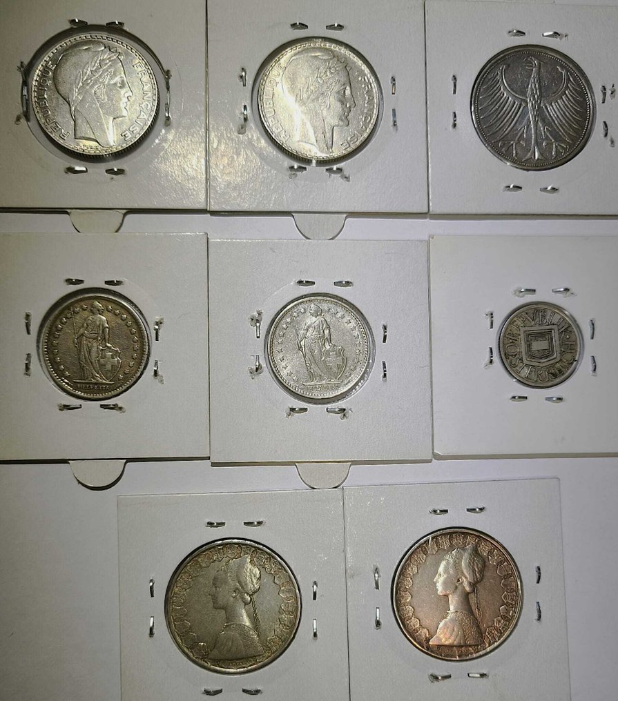 Γαλλία, Ιταλία, Ελβετία, Γερμανία, Αυστρία. Lot of 8 coins 1926-1967  (χωρίς τιμή ασφαλείας) #1.0