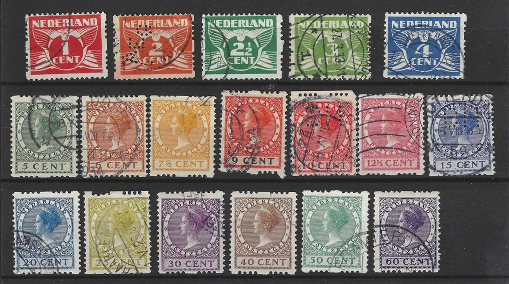 荷兰 1925 - 双面滚动定位无水印 - NVPH R1 - R18 #1.0