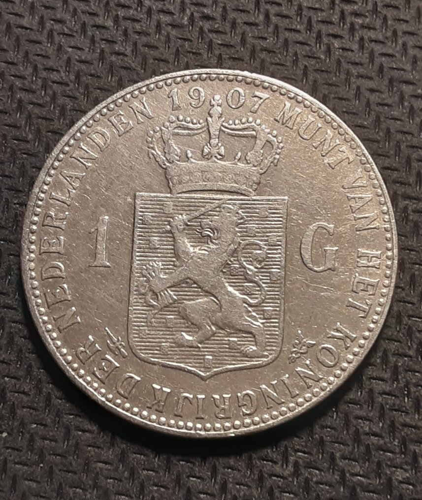 Holanda. Guilhermina. 1 Gulden 1907  (Sem preço de reserva) #3.2