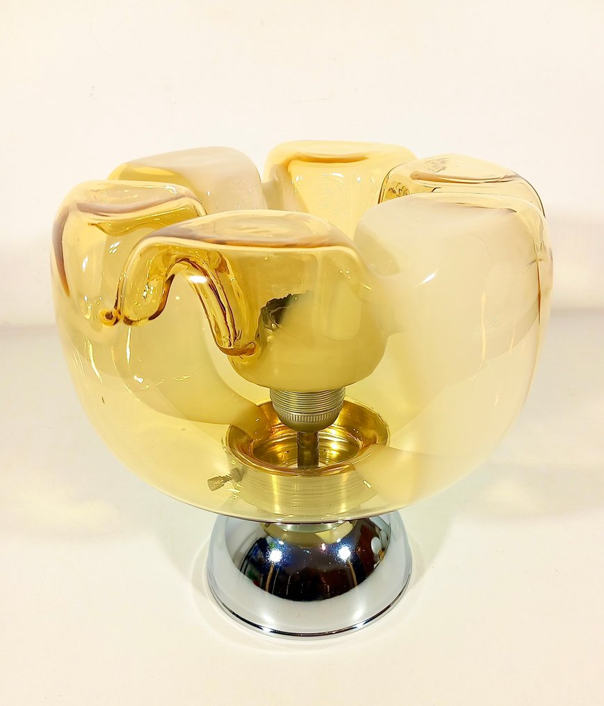 Asztali lámpa - Acél, Üveg - Design '70 #1.0