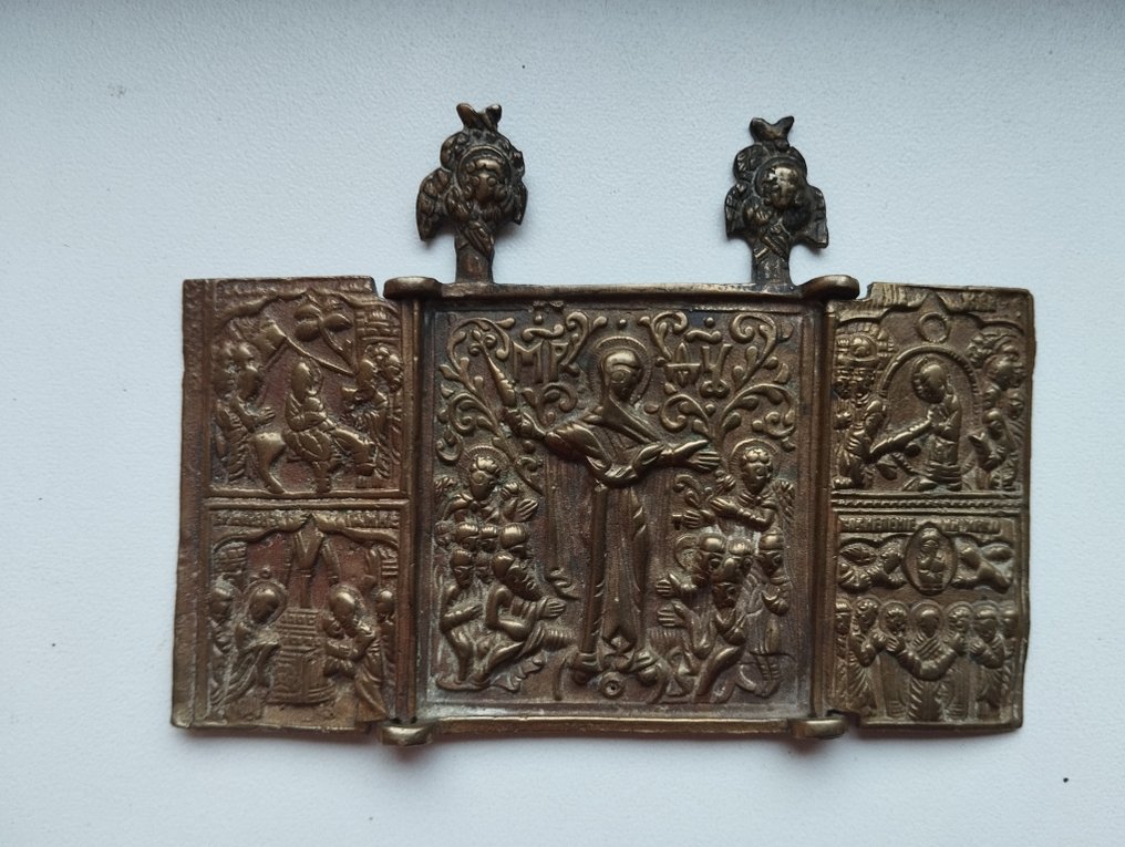 Rejseikon - Triptykon, Vor Frue af Glæde til alle lidende. - Bronze #1.0