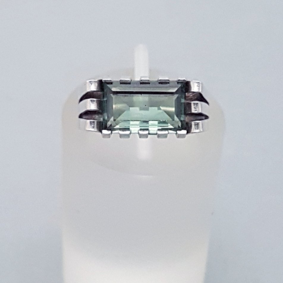 Sølv, Art Deco, Grøn spinel (Getest) - Ring #1.0
