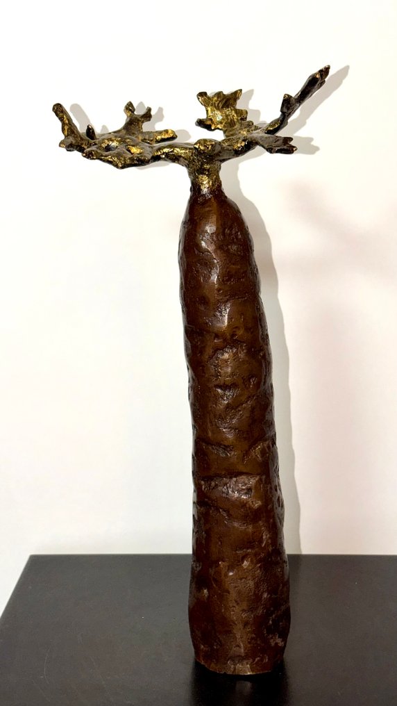 Abdoulaye Derme - sculptuur, Baobab stylisé en bronze - 35 cm - Brons #1.0