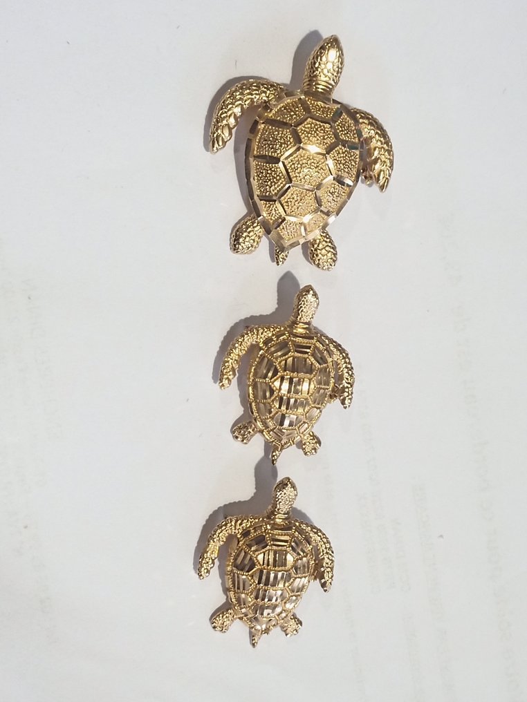 胸针 - 14K包金 黄金 - 镶嵌海龟黄金 #2.1