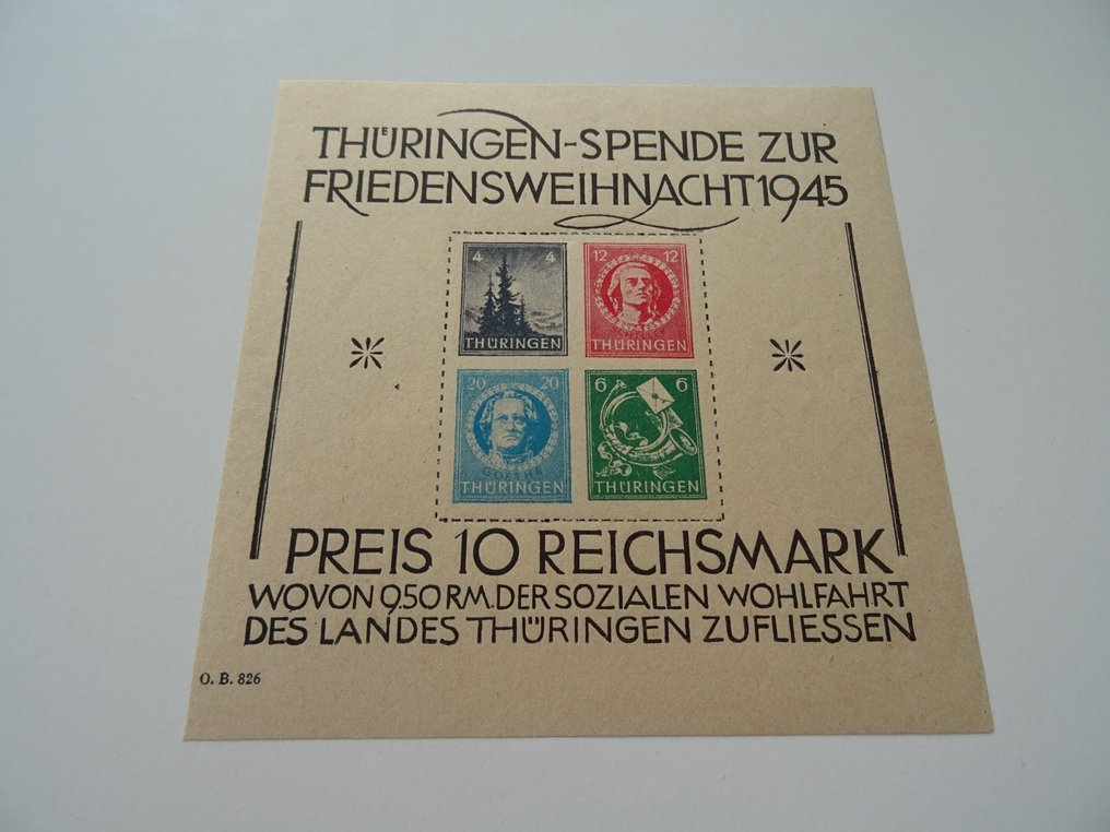 同盟国军事占领德国(苏维埃区域） 1945 - 图林根圣诞节街区 - Michel: Block 2 #1.0