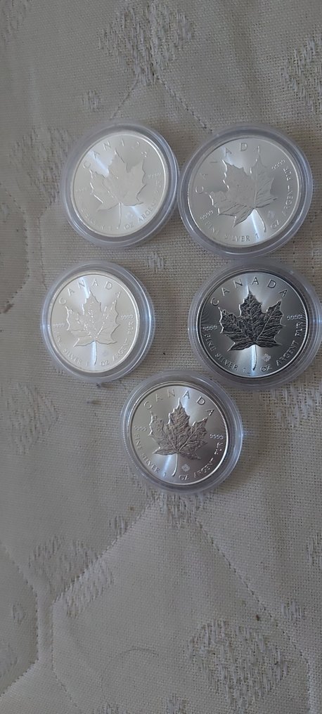 Canada. 5 Dollars Maple Leaf, 5 x 1 oz #1.0