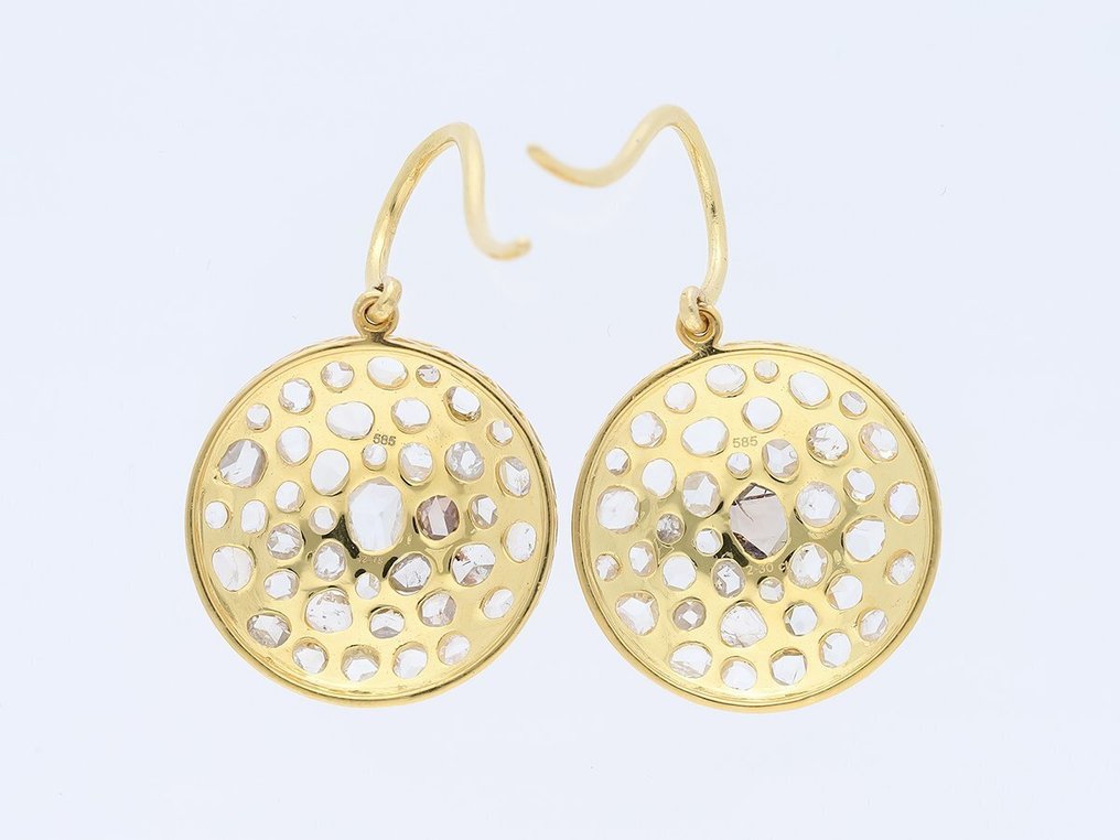 Σκουλαρίκια - 14 καράτια Κίτρινο χρυσό -  4.48ct. tw. - Φυσικοί διαμάντες #2.1