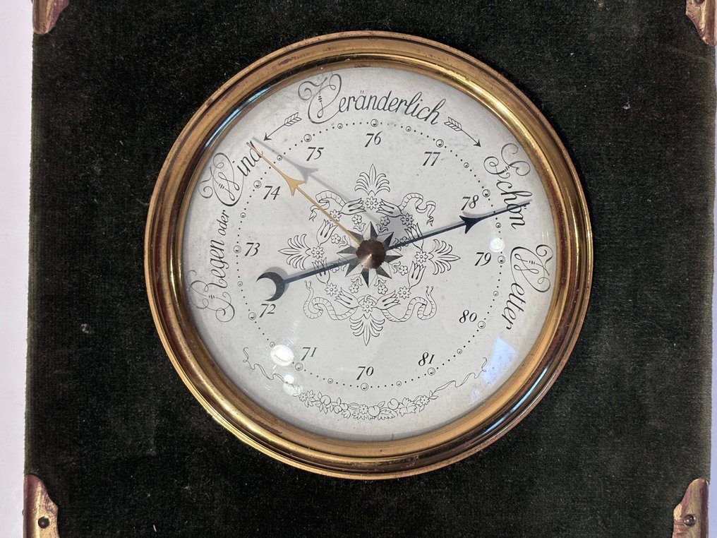 Väderstation - Mässing, Glas, Papper, Trä, Sammet #1.0