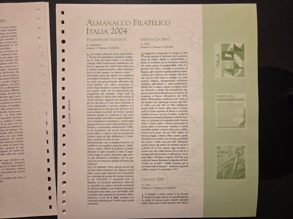 Italia 2004/2004 - Täydelliset vuoden 2004 postimerkit. - Vari #3.2