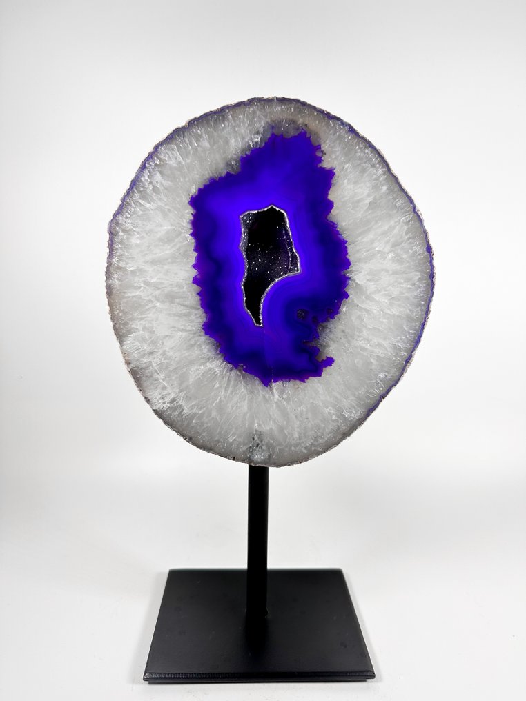 玛瑙配岩晶簇晶洞，置于底座上 晶球 - 高度: 240 mm - 宽度: 140 mm- 1278 g #1.0