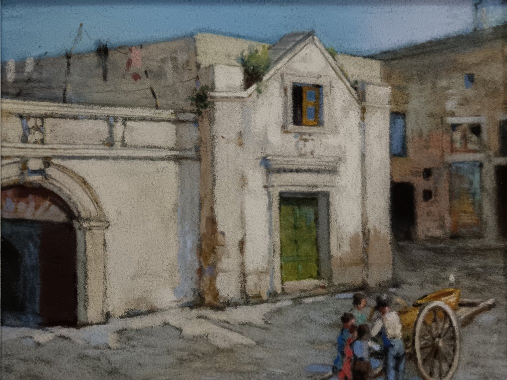 Ιταλική σχολή (XX) - Personaggi in piazza con carretto #3.2