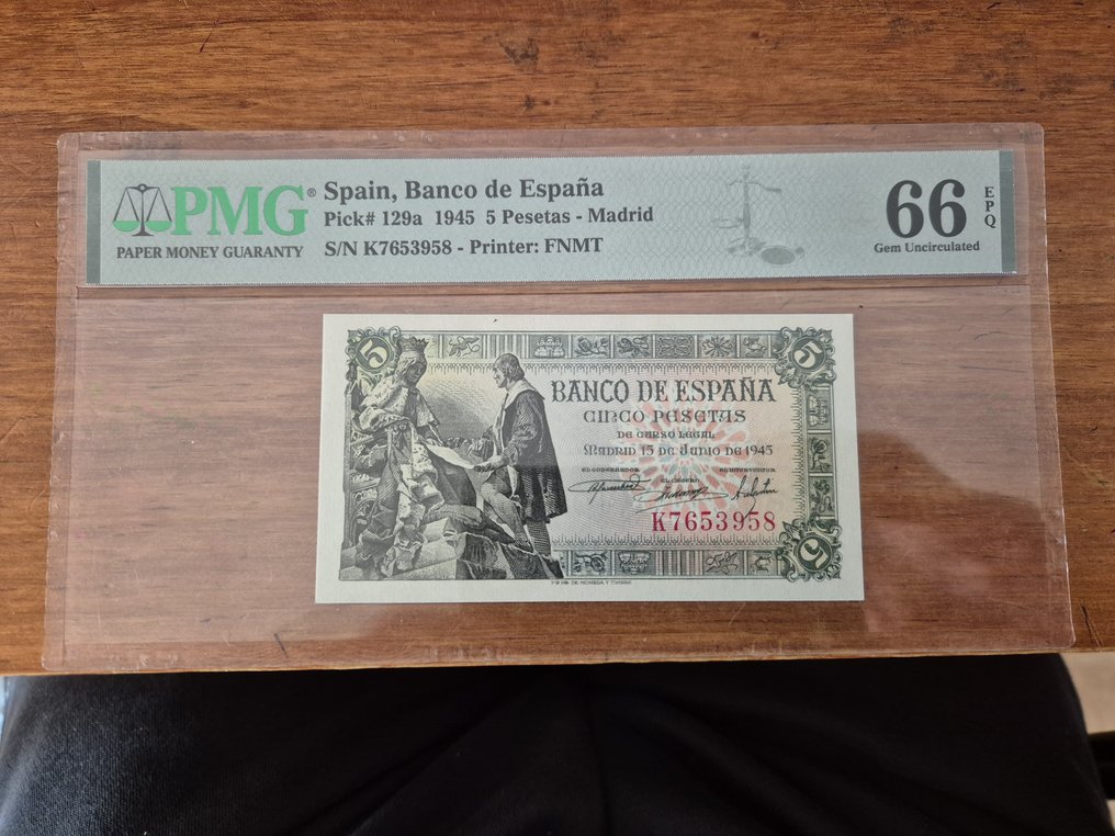 Ισπανία. - 5 Pesetas - 1945 - Pick 129a (χωρίς τιμή ασφαλείας) #1.0