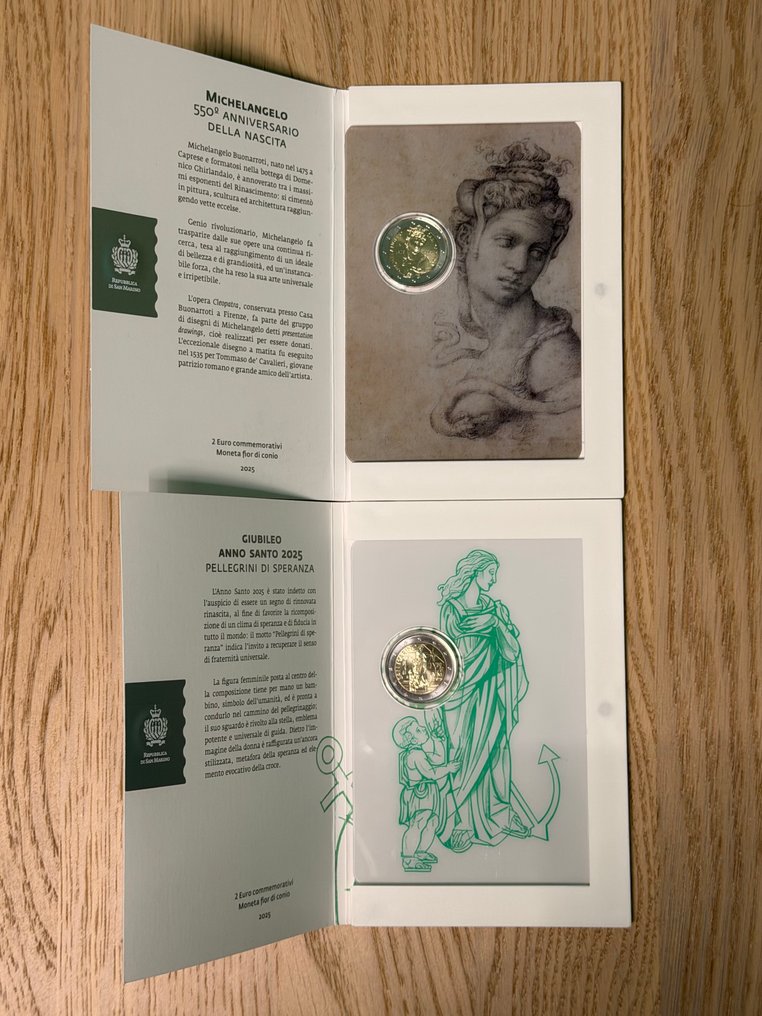 Σαν Μαρίνο. 2 Euro 2025 "Giubileo Anno Santo" + "Michelangelo" (2 monete) (χωρίς τιμή ασφαλείας) #1.0