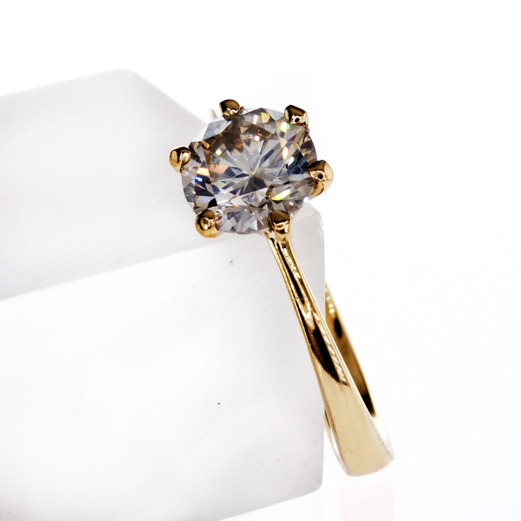 没有保留价 - 订婚戒指 - 14K包金 黄金 -  1.07ct. tw. 钻石 (天然色彩的) #1.0