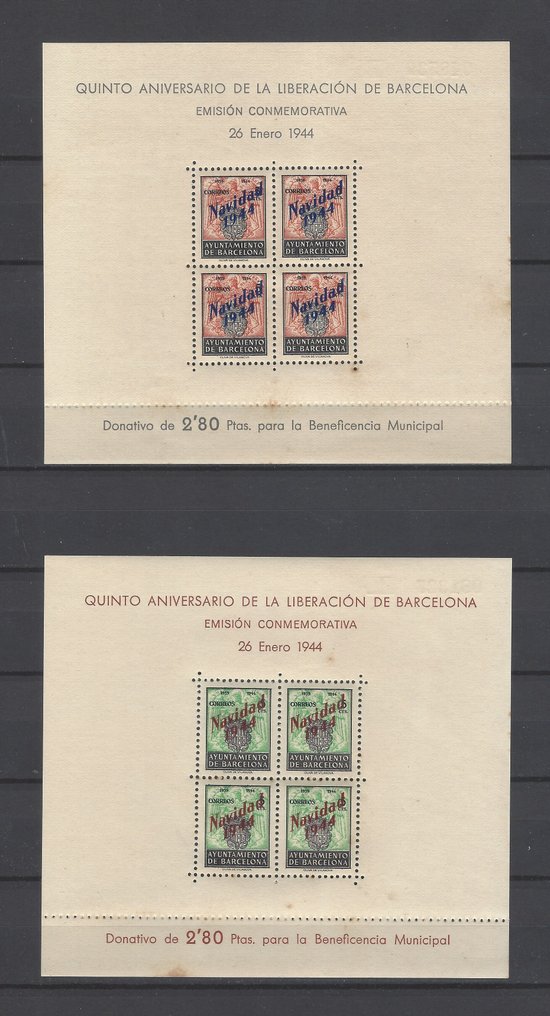 西班牙 1944 - HB Barcelona未支出 - Edifil NE 25/NE 26 #1.0