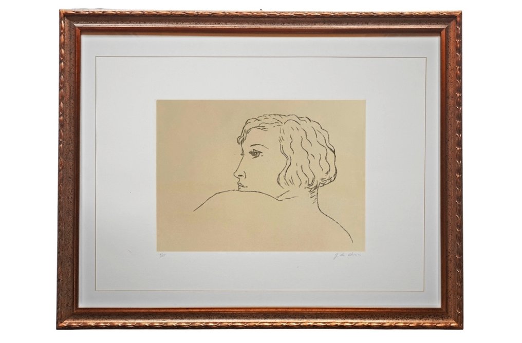 Giorgio De Chirico (1888-1978) - Profilo di donna-Opera a vernice molle #1.0