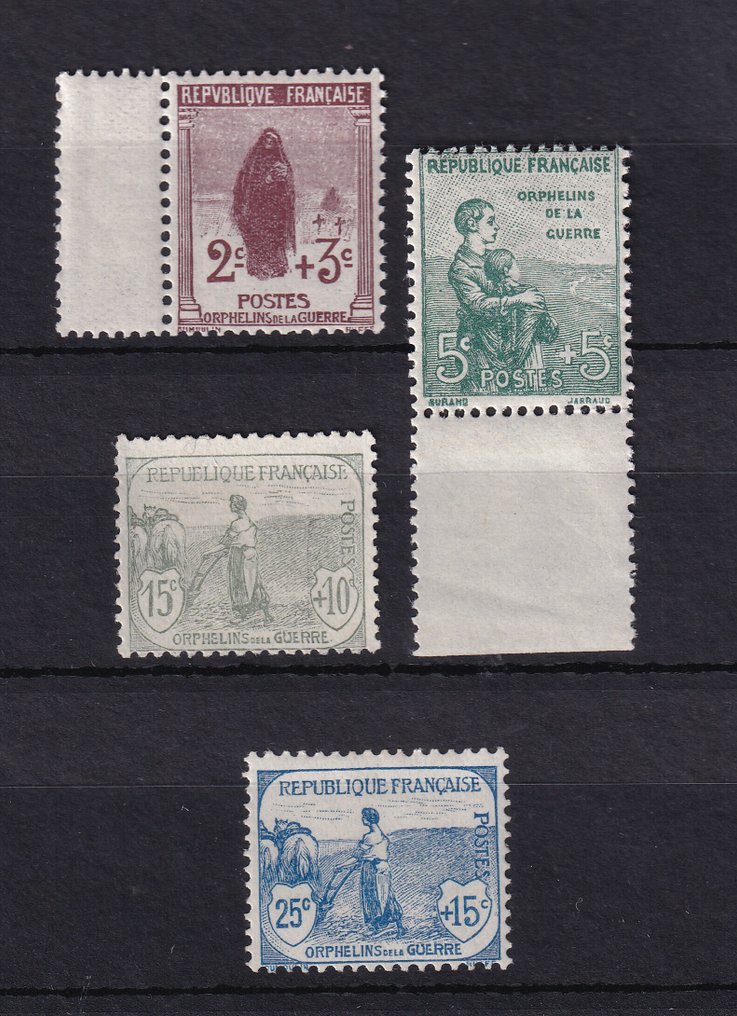 Francia 1917/1918 - Sin bisagra, primera huérfana de guerra - Yvert n°148/151 #1.0