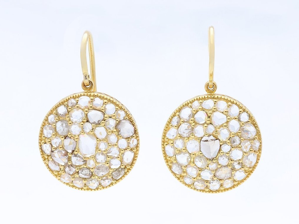 Σκουλαρίκια - 14 καράτια Κίτρινο χρυσό -  4.48ct. tw. - Φυσικοί διαμάντες #1.0