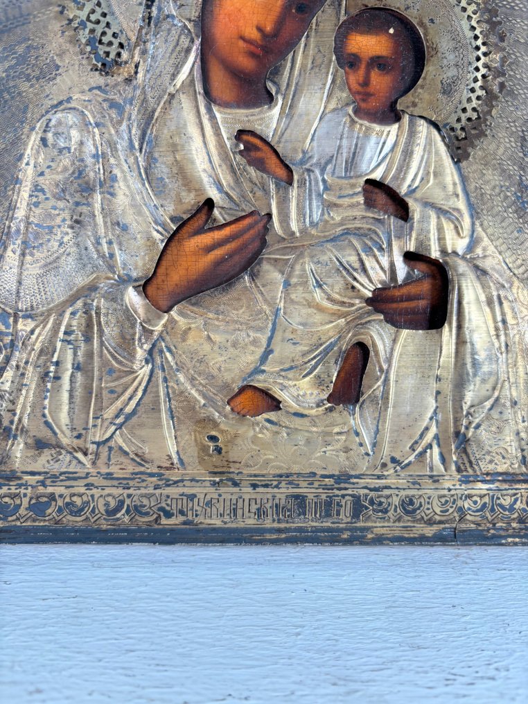 Icono - Madre de Dios de Tikhvin - madera, plata #2.1