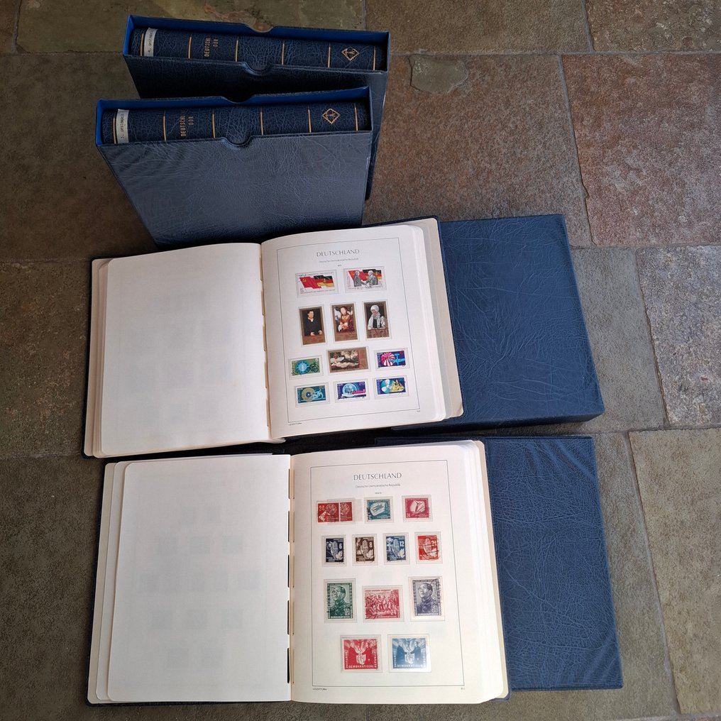 东德 1949/1990 - 1956年及以后完整的全新邮票收藏，包含4册Leuchtturm预印本册。 #1.0