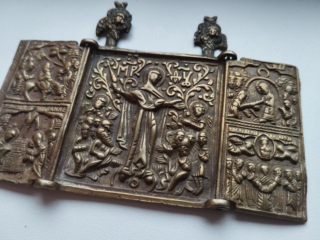 Rejseikon - Triptykon, Vor Frue af Glæde til alle lidende. - Bronze #3.2