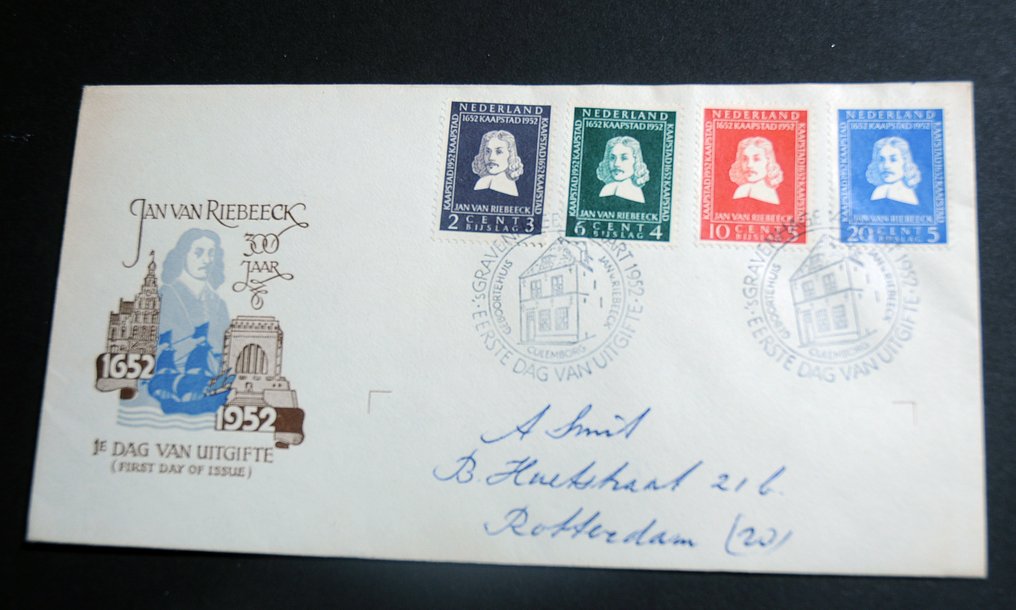 Holanda 1952 - 4 FDCs melhores com E8/E10 com válvula aberta e E7 com válvula fechada. - NVPH E7/E10 #1.0
