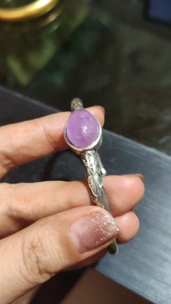 Φυσικό, ημιδιάφανο kunzite, βραχιόλι από ασήμι 925 sterling. - Ασημί - Κίνα - 20th century #2.1