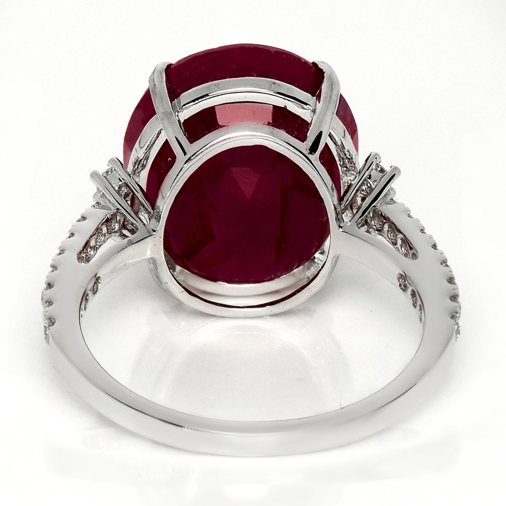 χωρίς τιμή ασφαλείας - Δαχτυλίδι - 14 καράτια Λευκός χρυσός, HRD 5,58 ct Μη θερμασμένο Μωβ-κόκκινο -  5.85ct. tw. Ρουμπίνι - Διαμάντι #4.3