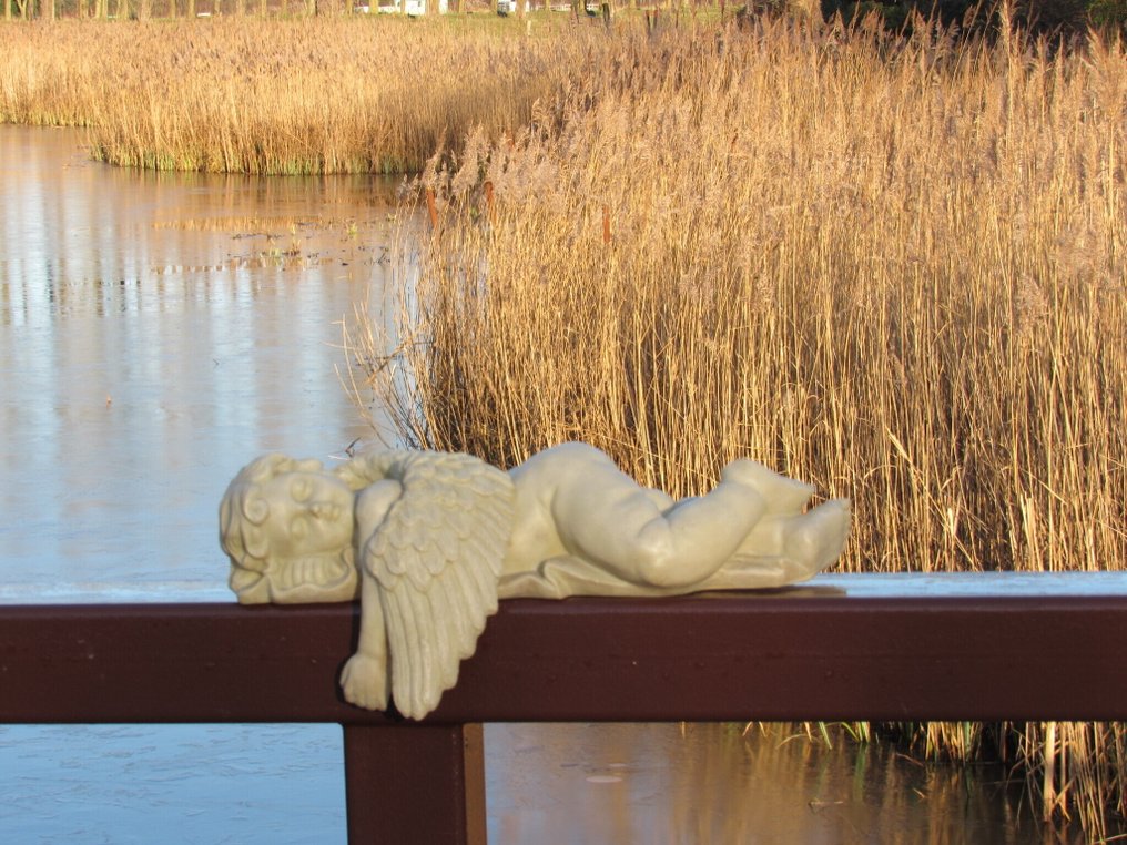 Statue, Liggende engel - 17 cm - Harz #1.0