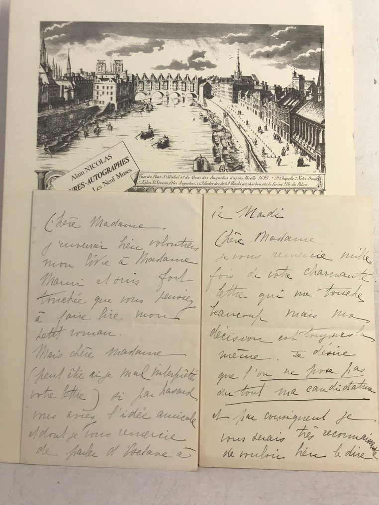 Signé; Marie de Régnier - Deux lettres autographes signées - 1905 #1.0