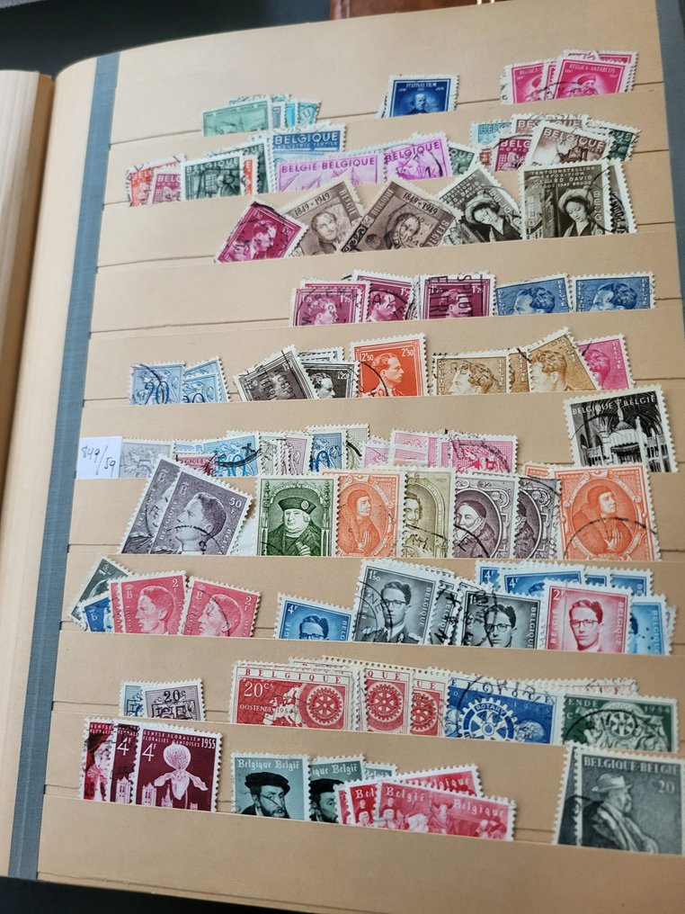 Βέλγιο 1870/2005 - Μεγάλη συλλογή σε ένα κουτί αναζήτησης, συμπεριλαμβανομένων διπλών άλμπουμ και βιβλίων με ράβδους. #4.3