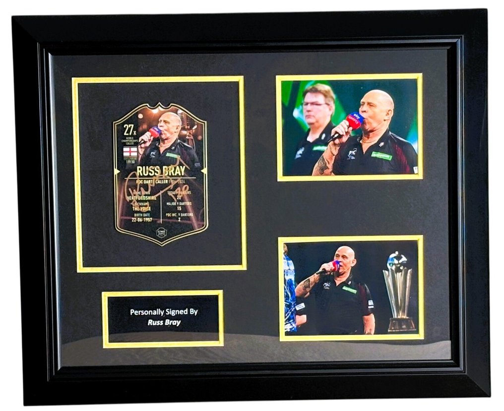 PDC World Darts Championship - Russ Bray - 签名终极卡 - 装裱拼贴画 - 无 rp 价格!! #1.0