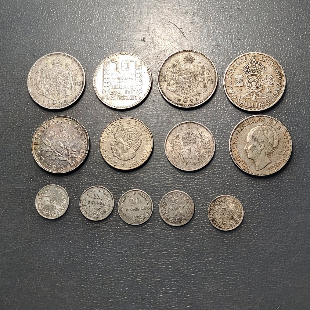 欧洲. Lote de 13 monedas plata  (没有保留价) #1.0